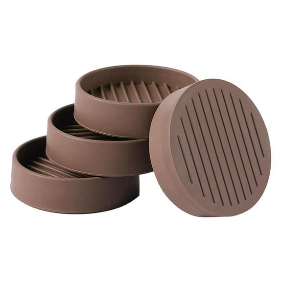 4Pcs Round Rubber Furniture Caster Cups, Anti-Sliding Furniture Pads Bed Stopper Floor Protectors Brown