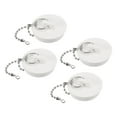 thumbnail image 1 of Uxcell 4Pcs Rubber Drain Stopper with Chain and Hanging Ring, Bathtub Drain Plug Fits 1 3/4 inch, Rubber Sink Stopper Drain Plug for Bathtub, Kitchen and Bathroom, White, 1 of 6
