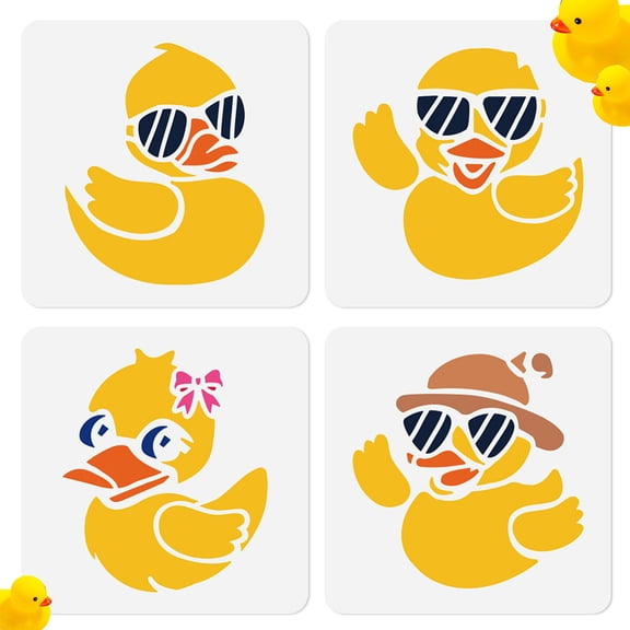 4Pcs Rubber Duck Stencils