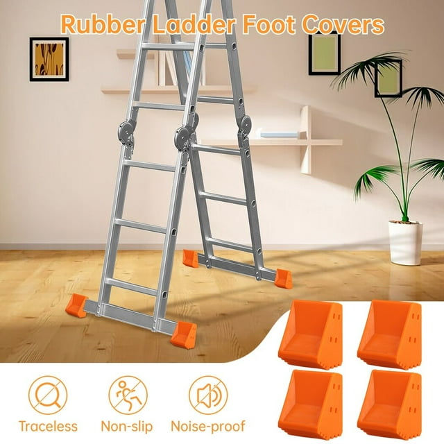 4Pcs Rubber Ladder Feet, NonSlip Ladder Foot Protective Covers