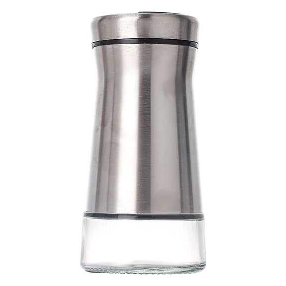 4Pcs Salt and Pepper Shakers Set with Adjustable Pour Holes - Glass and Stainless Steel Salt Shaker and Pepper Shaker - Farmhouse Spice dispenser for Salts, Ground Peppercorn and Spices