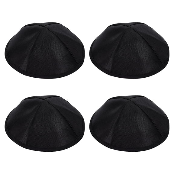 4Pcs Satin Kippah 6.3inch in Diameter Polyester Rosh Hashanah Yamaka Prayer Hat Black
