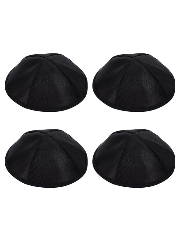 4Pcs Satin Kippah 6.3inch in Diameter Polyester Rosh Hashanah Yamaka Prayer Hat Black