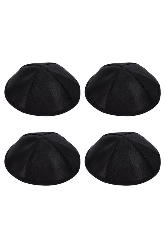4Pcs Satin Kippah 6.3inch in Diameter Polyester Rosh Hashanah Yamaka Prayer Hat Black