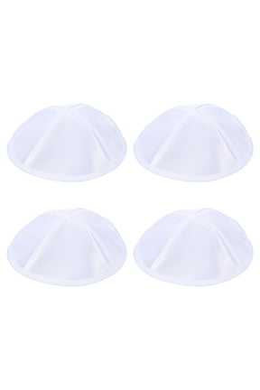 4Pcs Satin Kippah 6.3inch in Diameter Polyester Rosh Hashanah Yamaka Prayer Hat White