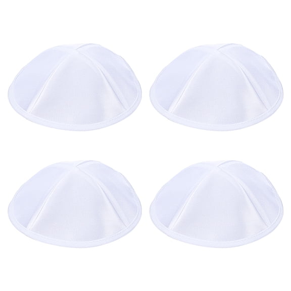 4Pcs Satin Kippah 6.3inch in Diameter Polyester Rosh Hashanah Yamaka Prayer Hat White