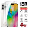 4Pcs Screen Protector For iPhone 16 15 14 13 12 11 Pro Max Tempered