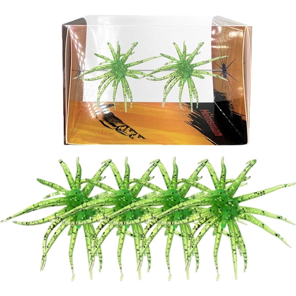4Pcs Sea Urchin Soft Bait, Realistic Fuzzy Dice Fishing Lure, Floating TPR Swimbait with Reflective Stars, Plastic Baits for Bass Fishing,Drop Shot,Wacky Rig/Neko Rig & Finesse,Slow Sinking