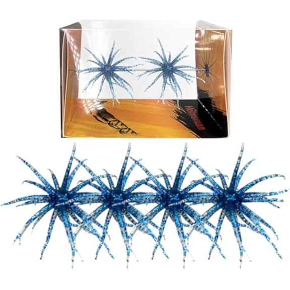 4Pcs Sea Urchin Soft Bait, Realistic Fuzzy Dice Fishing Lure, Floating TPR Swimbait with Reflective Stars, Baits for Bass Fishing, Drop Shot, Wacky Rig/Neko Rig & Finesse, Slow Sinking