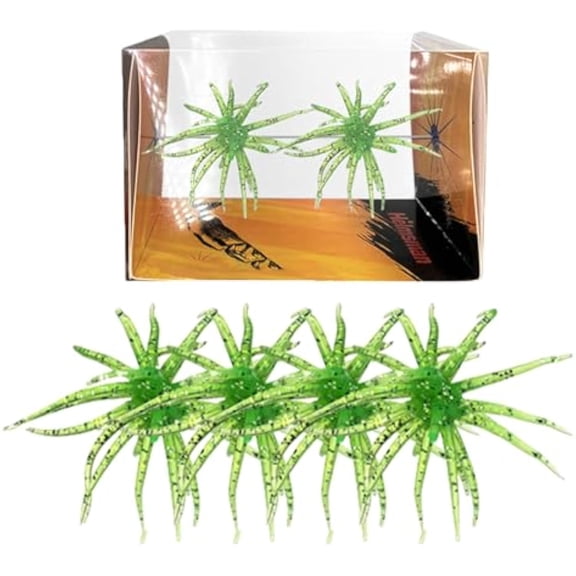 4Pcs Sea Urchin Soft Bait, Realistic Fuzzy Dice Fishing Lure, Floating TPR Swimbait with Reflective Stars, Plastic Baits for Bass Fishing,Drop Shot,Wacky Rig/Neko Rig & Finesse,Slow Sinking