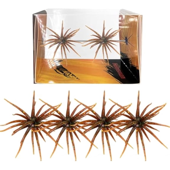 4Pcs Sea Urchin Soft Bait, Realistic Fuzzy Dice Fishing Lure, Floating TPR Swimbait with Reflective Stars, Baits for Bass Fishing, Drop Shot, Wacky Rig/Neko Rig & Finesse, Slow Sinking