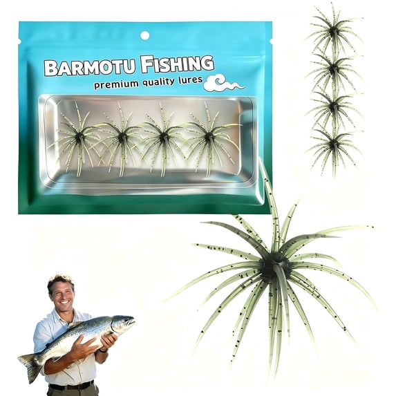 4PCS Sea urchin Bait, Floating TPR Swimbait with Reflective Stars, Sea Urchin Style Soft Plastic Baits, Slow Sinking