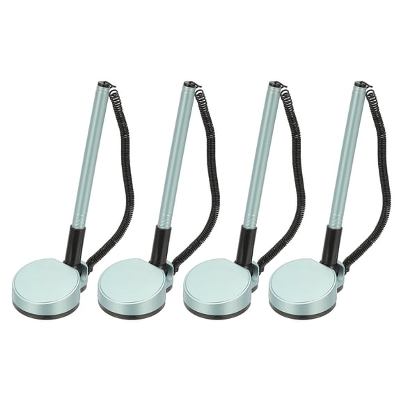 4Pcs Secure Pen with Adhesive Chain and Security Pen Holder, Reception Counter Pens Desktop Pen Black Ink Refills for Desk Workplace Office Home Supplies Round Base, Cyan