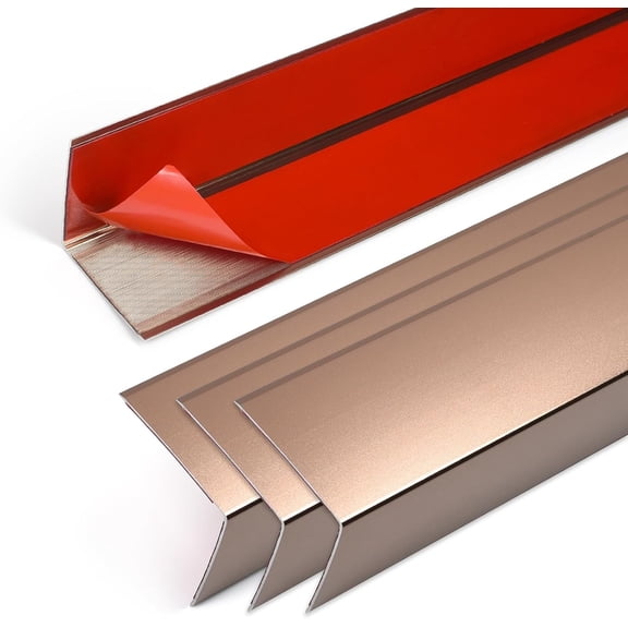 4Pcs Self Adhesive Aluminum Wall Corner Protectors, 45 Inch Metal Edge Guardsor Strip, Furniture Corner Protectors, Wall Cabinet Baseboard Decoration 45" x 2" (Rose Gold)