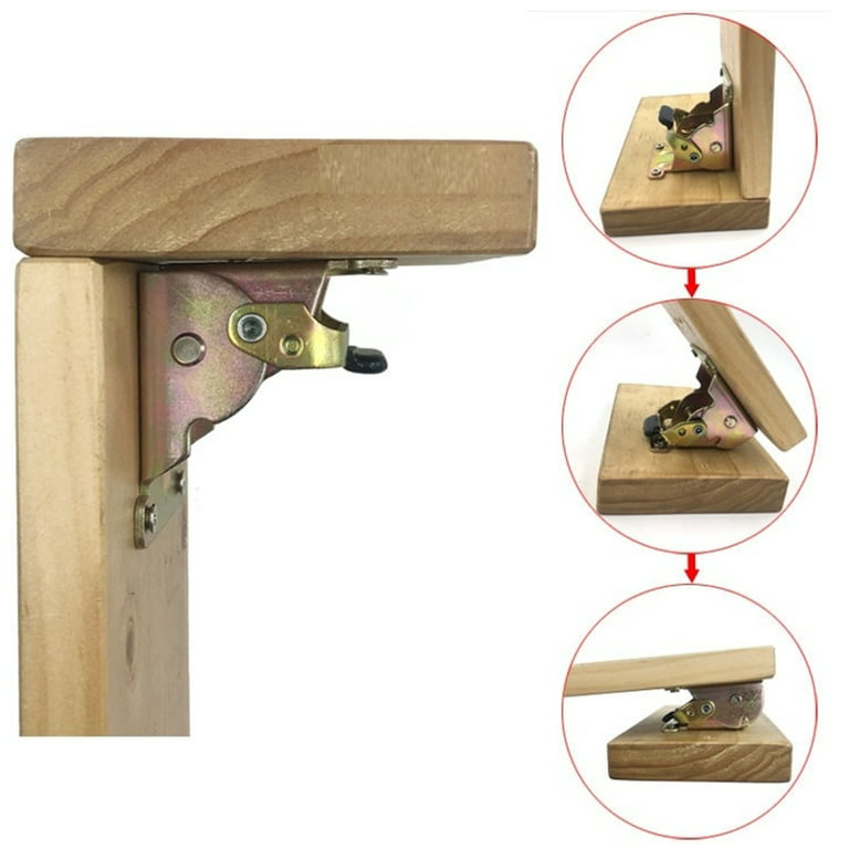 4Pcs Self Locking Hinge Strong Bearing Capacity Iron Folding Hinge Table  Leg Brackets Folding Tools