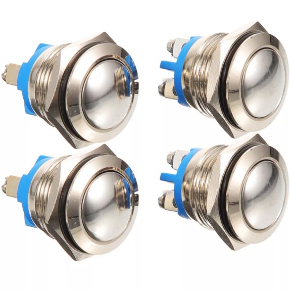 4Pcs Self-Recovery Metal Doorbell Push Button Switch with Screw,Durable Power Reset Button for Home