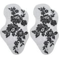 thumbnail image 1 of 4Pcs Sequin Embroidered Flower Lace Applique Beaded Trim Patches Cloth Sew on Floral Motif Fabric Collar Patch for Wedding Gown Dress Bridal Clothing Jacket Bag Decor DIY Crafts Black, 1 of 9