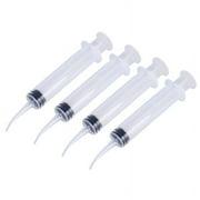 4Pcs/Set 12ml Disposable Transparent Dental Irrigation Syringe With Curved Tip