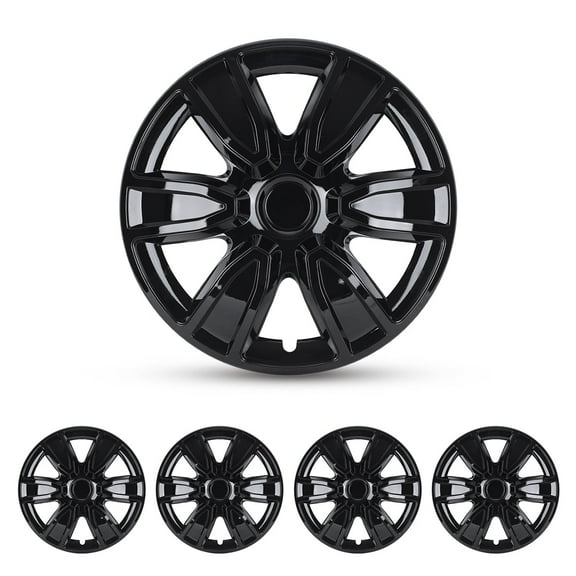 4Pcs Set 14" Universal Wheel Rims Cover Hubcaps,Snap on Car Truck SUV,ABS+PC,Black Lacquer