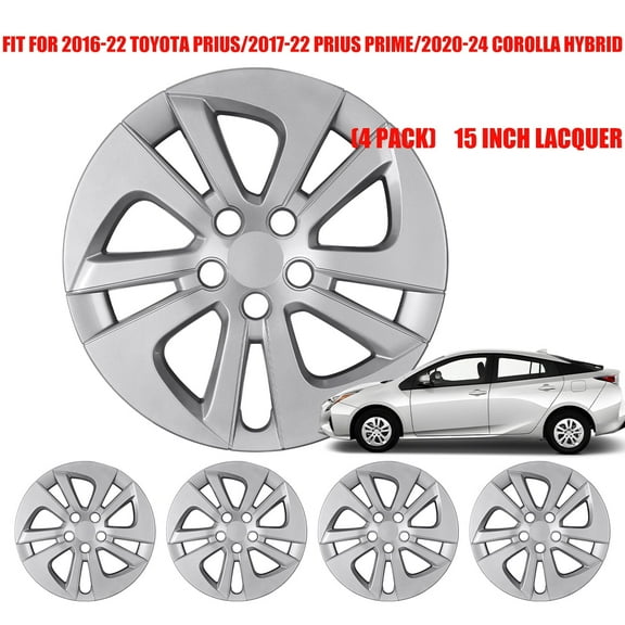 4Pcs/Set 15" Hubcaps Wheel Rims Cover For 2016-2022 TOYOTA PRIUS;2017-2022 TOYOTA PRIUS PRIME;2020-2024 TOYOTA COROLLA HYBRID Compatible With Alloy Wheels Snap On(15-Inch,LACQUER)