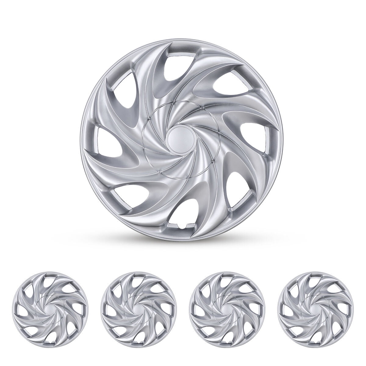 4Pcs Set 15" Universal Hubcap Wheel Cover Replacement,Wheel Rim Cover Exterior Accessories,Snap on Car Truck SUV,ABS Material(15-Inch,Silver)