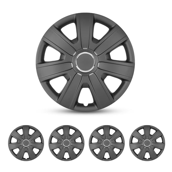 4Pcs Set 15" Universal Hubcaps,Wheel Rim Cover Replacement,Snap on Car Truck SUV,PP Material,Black Matte
