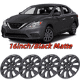 4Pcs/Set 16" Hubcaps Wheel Rims Cover For 2013-2019 NISSAN SENTRA;2011-2017 NISSAN LEAF Compatible With Steel Wheels Snap On Installation PP Material(16-Inch,BLACK MATTE)