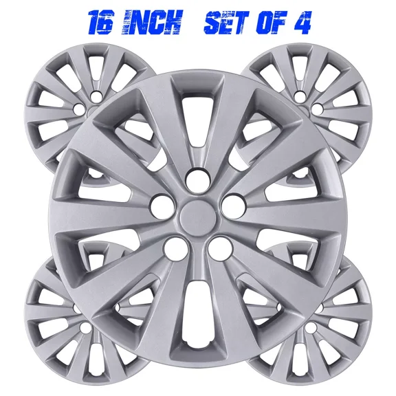 4 Pack 16" Hubcaps Wheel Rims Cover for 2013-2019 Nissan Sentra,2011-2017 Nissan Leaf Compatible with Steel Wheels Snap on Installation PP Material,Lacquer)