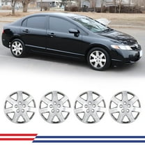 4Pcs/Set 16" Hubcaps Wheel Rims Cover For 2006-2011 Honda Civic Compatible With Steel Wheels Bolt On Installation ABS PC Material(16-Inch, Chrome)