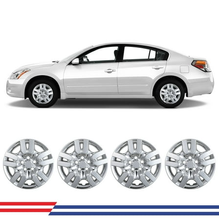 4Pcs/Set 16" Hubcaps Wheel Rims Cover For 2007-2012 Nissan Altima/2008-2009 Nissan Altima Coupe Compatible With Steel Wheels Bolt On Installation(16-Inch,CHROME)