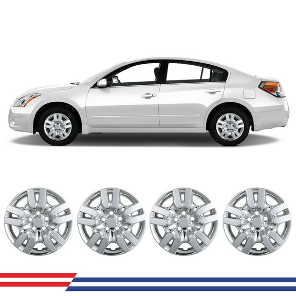 4Pcs/Set 16" Hubcaps Wheel Rims Cover For 2007-2012 Nissan Altima/2008-2009 Nissan Altima Coupe Compatible With Steel Wheels Bolt On Installation(16-Inch,CHROME)