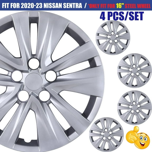 4Pcs/Set 16" Hubcaps Wheel Rims Cover for 2020-2025 Nissan Sentra Compatible with Steel Wheels Snap on Installation ABS+PC Material(16-inch,Lacquer)