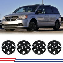 4Pcs Set 16" Steel Wheel Hubcaps for 2008-2016 Dodge Grand Caravan,Wheel Rim Cover for 2008-2010 Chrysler Town & Country,Bolt-on Installation,ABS PC,Black Lacquer