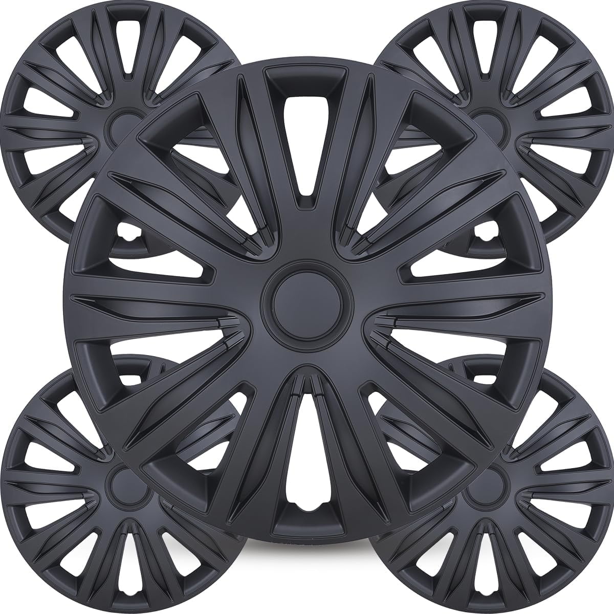 4Pcs Set 16" Universal Hubcaps Wheel Rim Covers for Steel Wheels,Snap on Installation,Black Matte