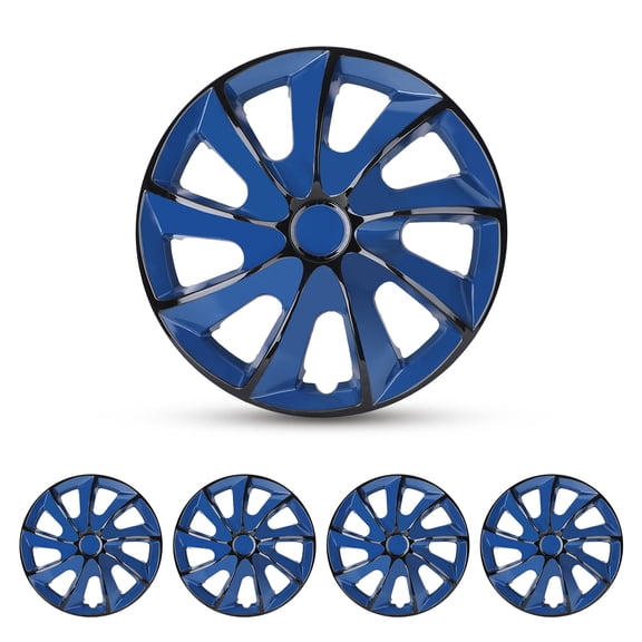 4Pcs Set 16" Universal Wheel Rim Cover Hubcaps Compatible with Steel Wheels Snap on Installation Fit R16 Tire-Black Lacquer& Blue Lacquer