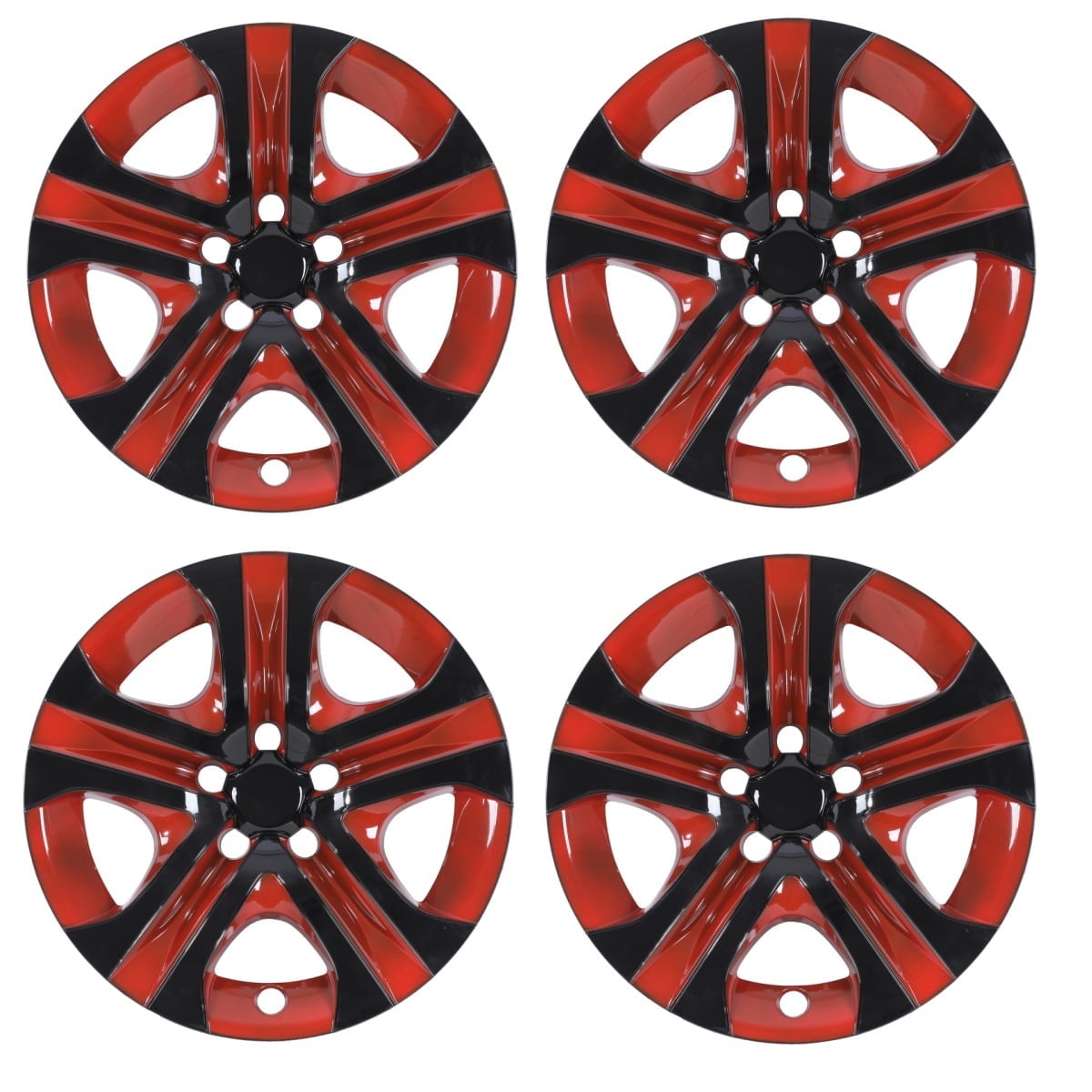 4pcs/Set 17" Hubcaps Wheel Rims Cover for 2013-2018 Toyota Rav4 Compatible With Steel Wheels Snap on Installation(Black Lacquer & Red Lacquer)