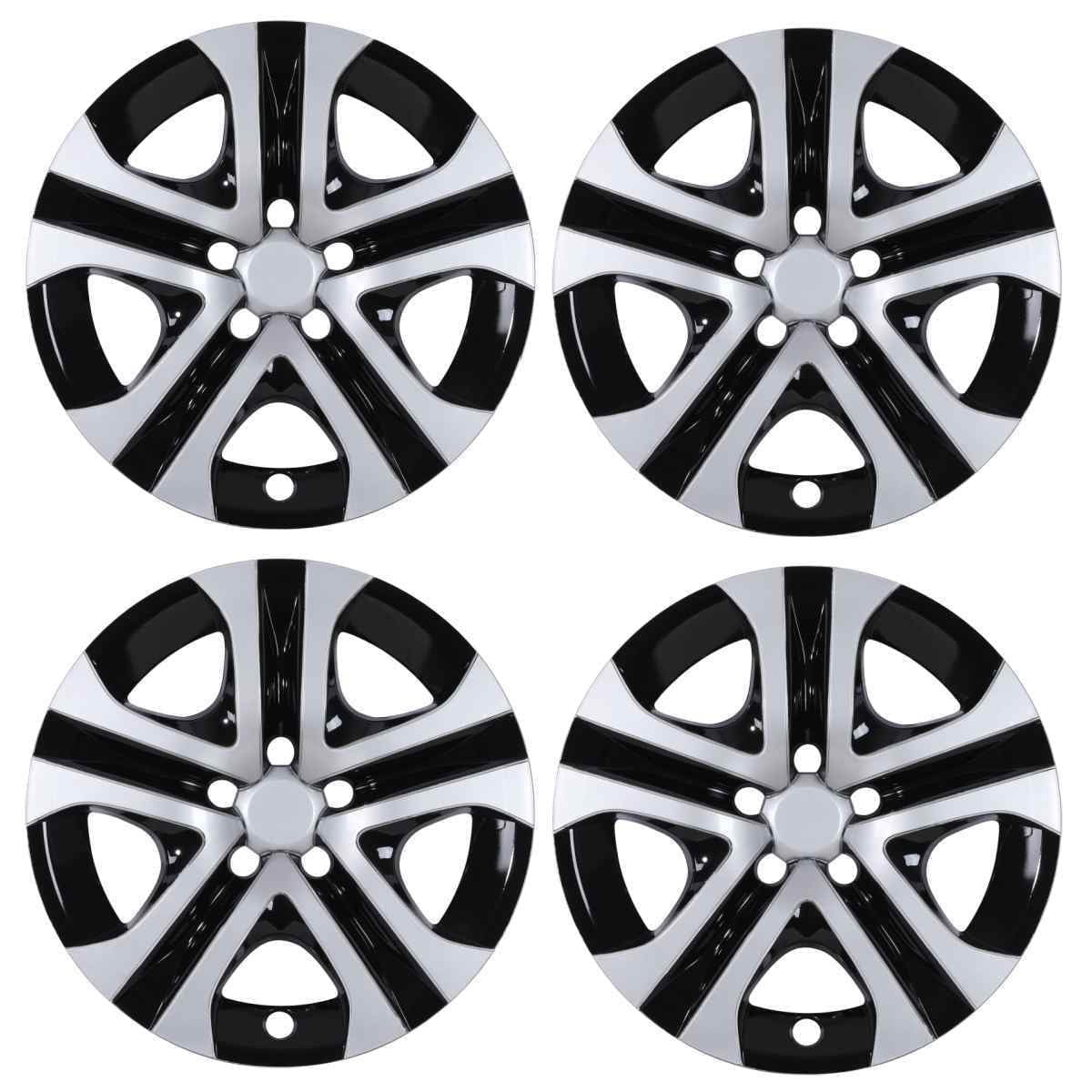 4pcs/Set 17" Hubcaps Wheel Rims Cover for 2013-2018 Toyota Rav4 Compatible With Steel Wheels Snap on Installation(Silver Lacquer & Black Lacquer)