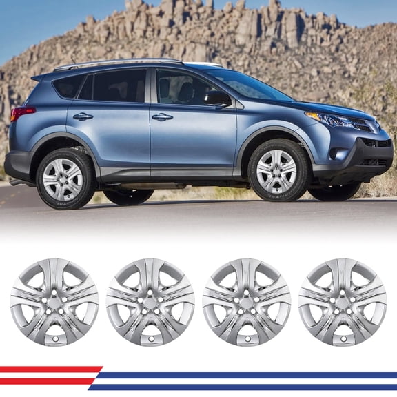4Pcs/Set 17" Hubcaps Wheel Rims Cover Fit for 2013-2018 TOYOTA RAV4 Compatible With Steel Wheels Snap On Installation ABS+PC Material(17-Inch, Chrome)