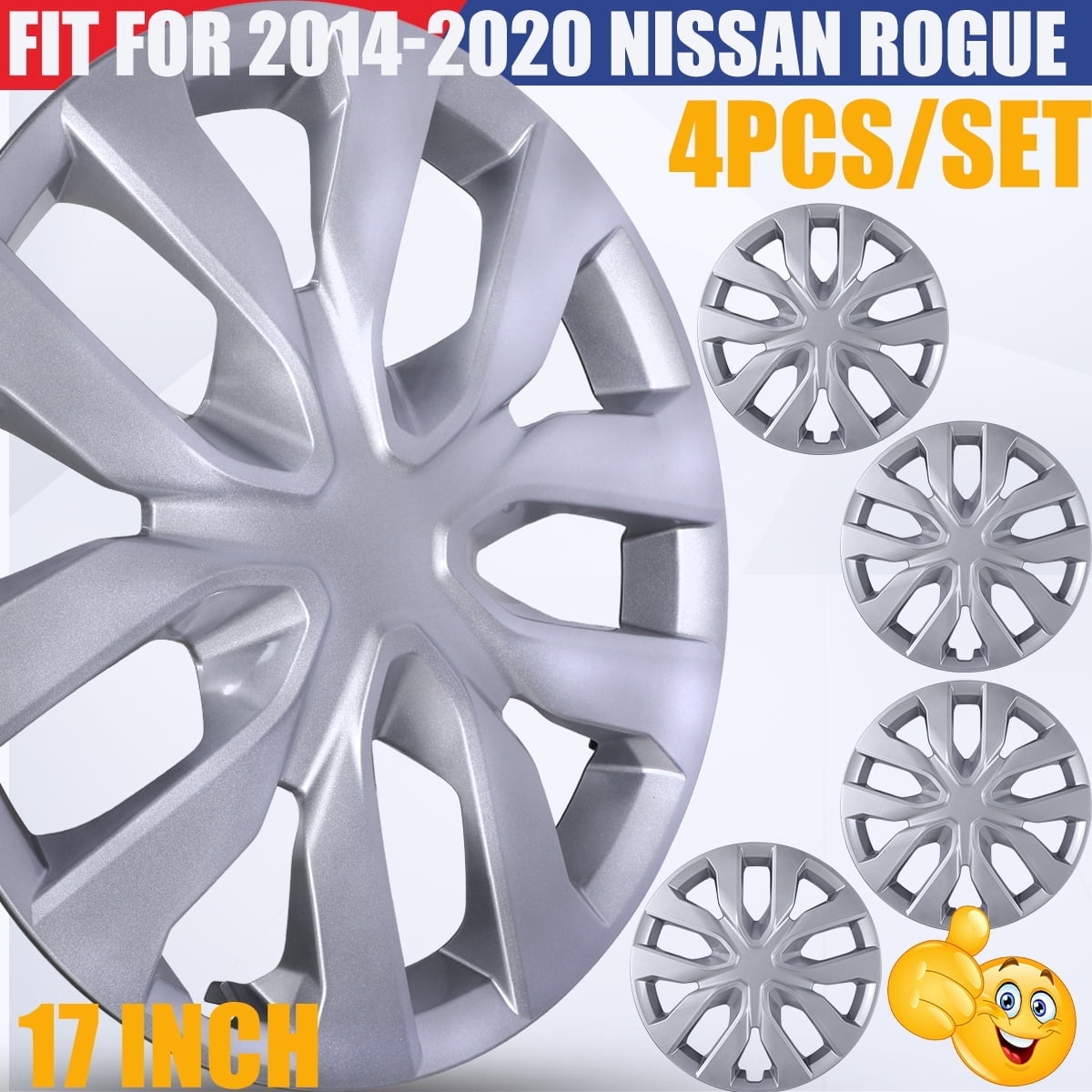 4Pcs/Set 17" Hubcaps Wheel Rims Cover Fit for 2014-2020 Nissan Rogue Compatible with Steel Wheels Snap on Installation ABS+PC Material(17-inch,Lacquer)