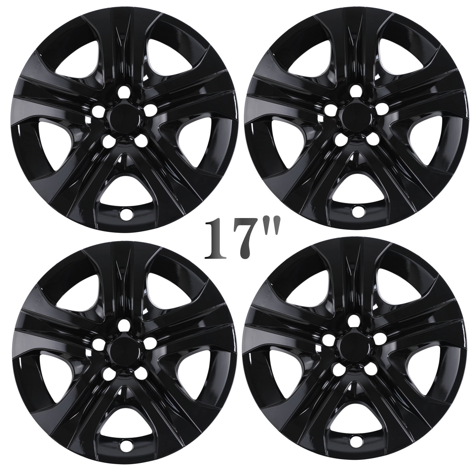 4pcs/Set 17" Hubcaps Wheel Rims Cover for 2013-2018 Toyota Rav4 Compatible With Steel Wheels Snap on Installation(Black Lacquer)
