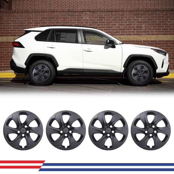 4Pcs Set 17" Steel Wheel Hubcaps for 2019-2025 Toyota RAV4,Wheel Rim Cover,Snap on Car,ABS+PC,Black Matte