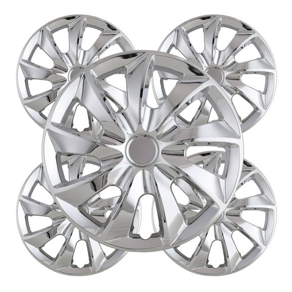 4Pcs Set 17" Universal Wheel Rim Cover Hubcaps Compatible with Steel Wheels Snap on Installation Fit R17 Tire-Chrome