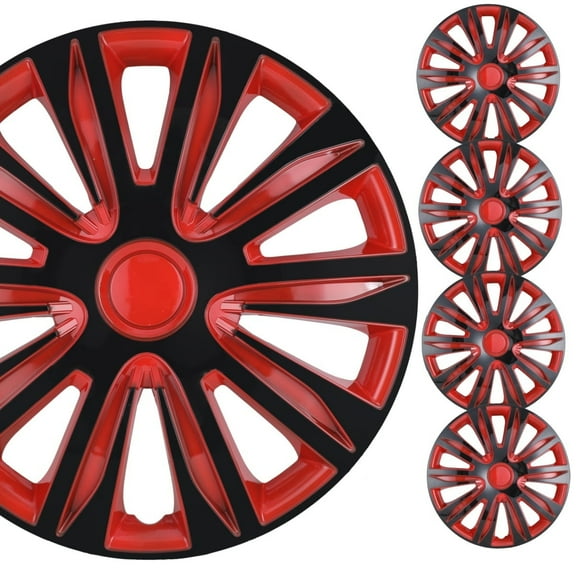 4pcs/Set 17" Wheel Rims Cover Hubcaps Snap on Car Truck SUV Set of 4 ABS Material Fit R17 Tire & Steel Rim(17-inch,Black Lacquer & Red Lacquer)