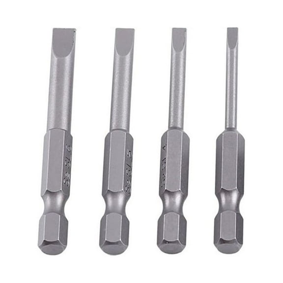4Pcs/Set 50Mm Slotted Screwdriver Bit Magnetic Flat Head Screwdrivers 1/4Inch Hex Shank Screw Drivers Bits Hand Tools Sl3-Sl6 Smile Home