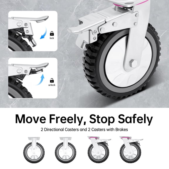 4Pcs Set 8" Pneumatic Air Tire Wheel 2 Rigid+2 Swivel Cart Caster Heavy Duty for Any Standard Wooden Pulley