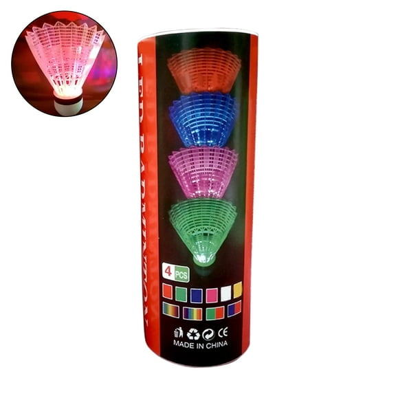 4Pcs/Set Badminton Glow Shuttlecocks Closely Arranged Stable Flying Head Full Round High Speed LED Badminton Balls for Outdoor Rackets Game/Training Use in Dark
