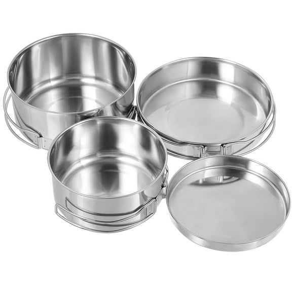 STRANDCHIC 4Pcs Stainless Steel Outdoor Cooking Pot Pan Set Stackable Space Saving Cookware