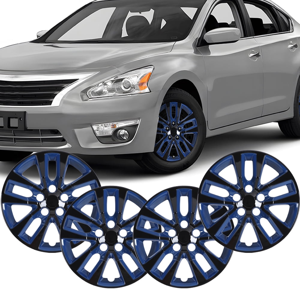 4Pcs/Set Cover Hubcaps,16 inch Vehicle Hubcaps Wheel Rims Cover for 2013-2018 Nissan Altima Sedan - PP Material（Black Lacquer & Blue Lacquer)