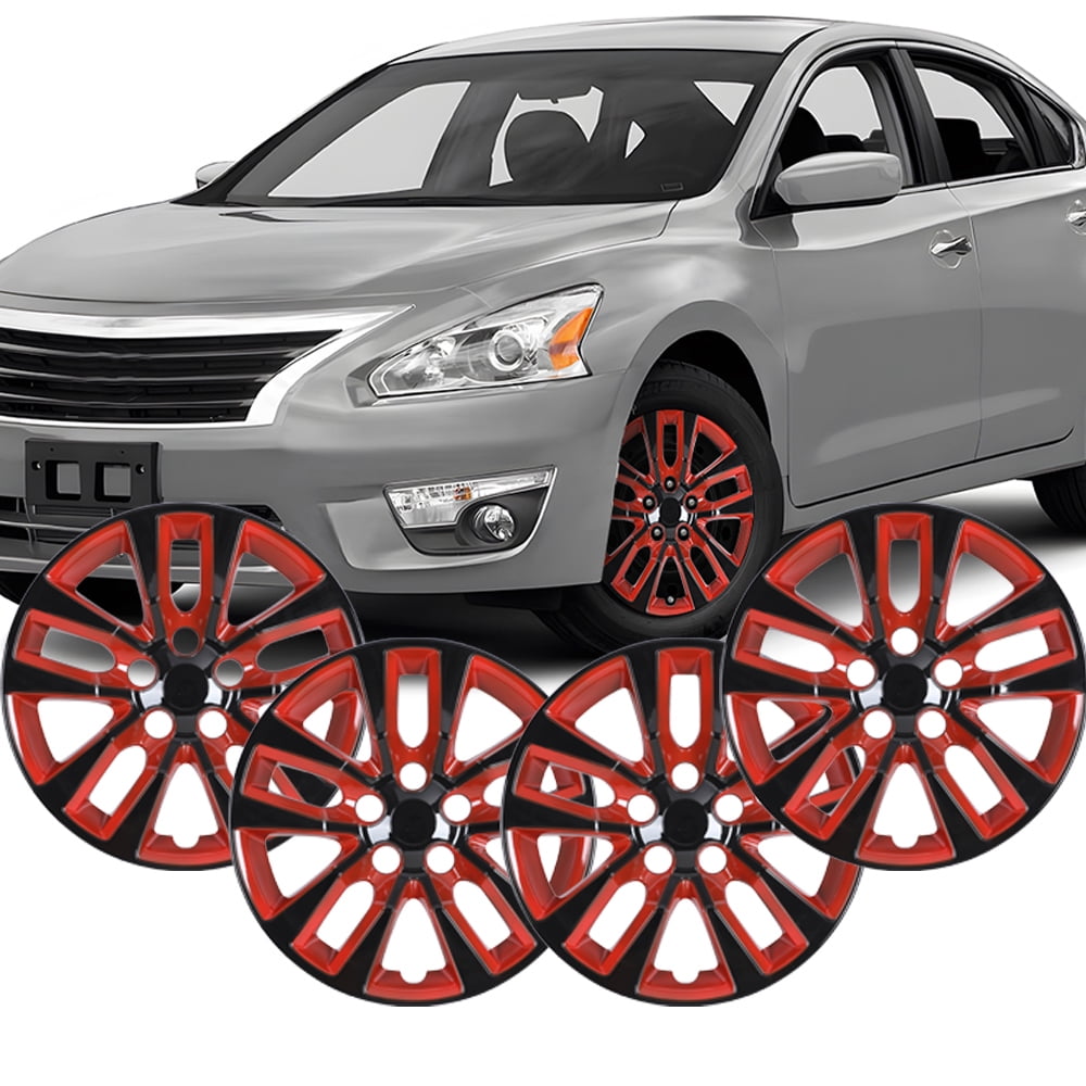 4Pcs/Set Cover Hubcaps,16 inch Vehicle Hubcaps Wheel Rims Cover for 2013-2018 Nissan Altima Sedan - PP Material（Black Lacquer & Red Lacquer)