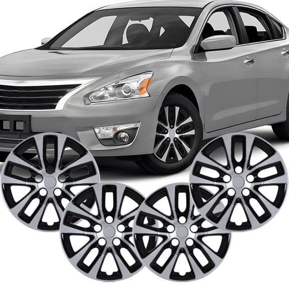 4Pcs/Set Cover Hubcaps,16 inch Vehicle Hubcaps Wheel Rims Cover for 2013-2018 Nissan Altima Sedan - PP Material（Silver Lacquer & Black Lacquer)